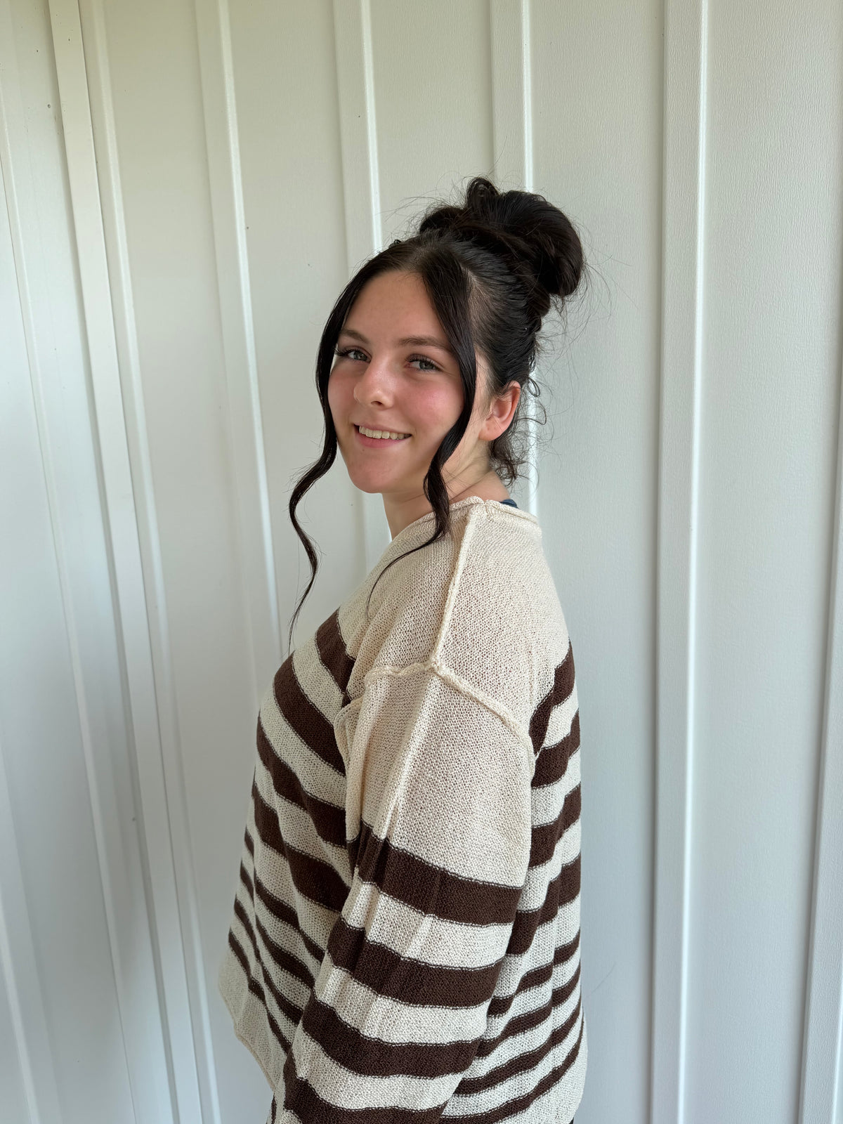 BREATHABLE STRIPED KNIT SWEATER