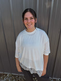 white tee with lace trim