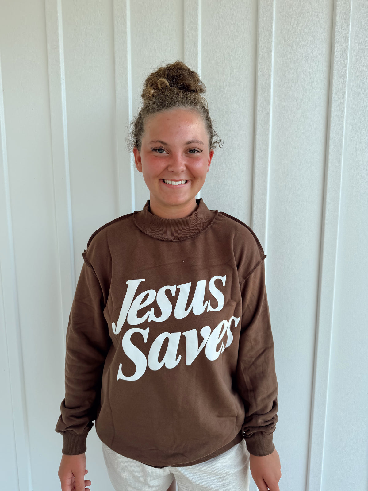 Jesus Saves Mock Neck Sweatshirt