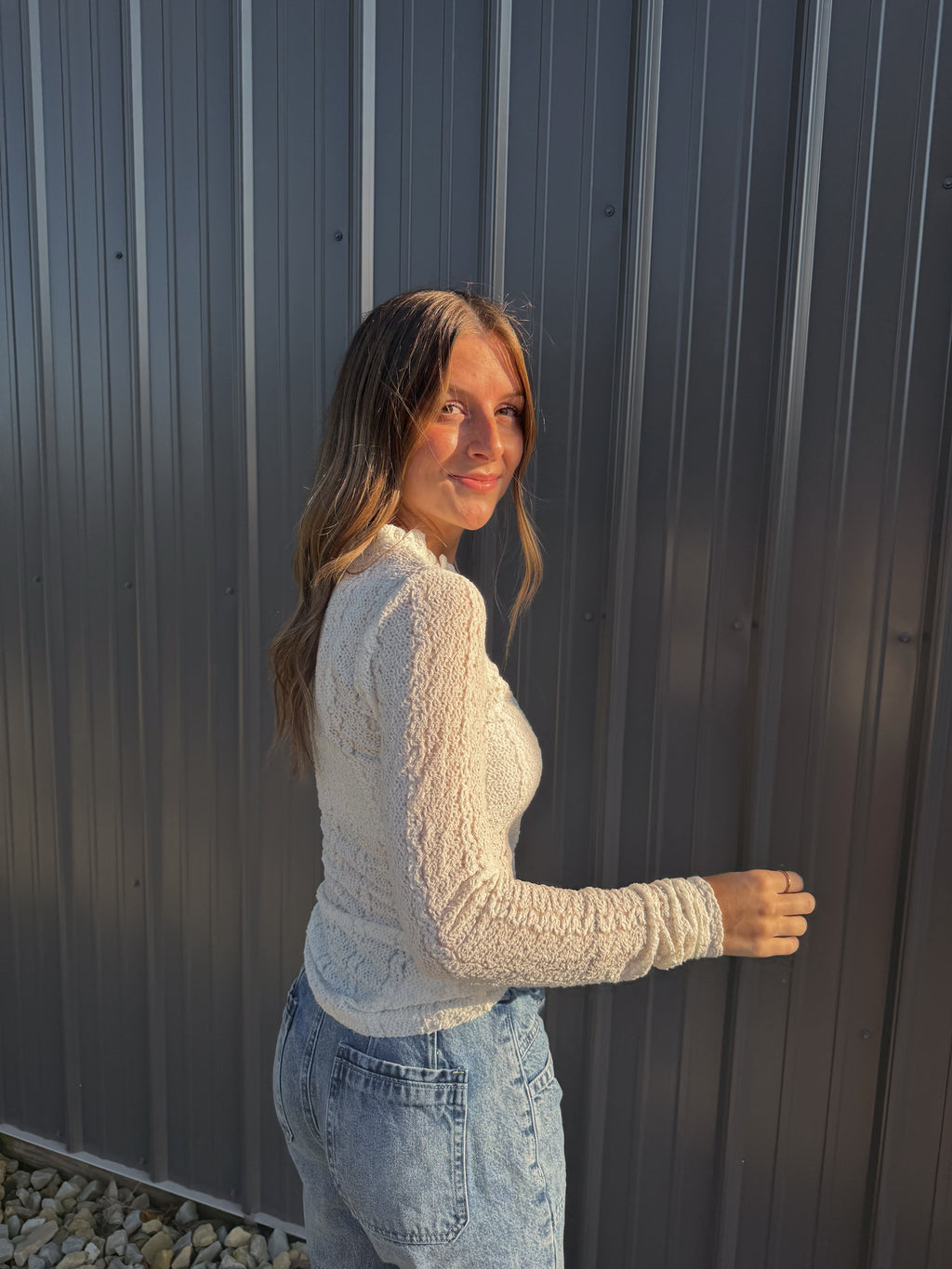 TEXTURED LONG SLEEVE TOP