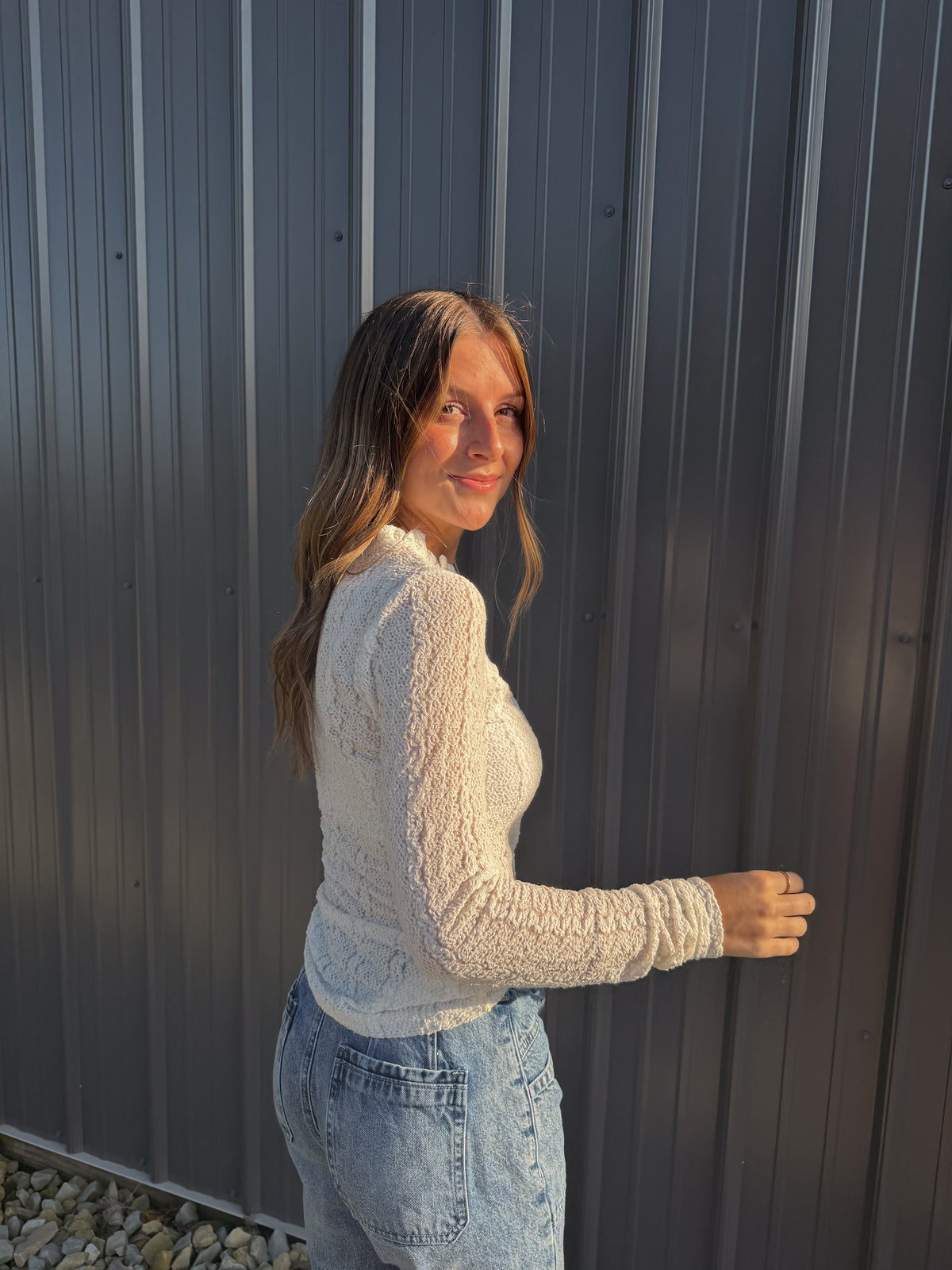 TEXTURED LONG SLEEVE TOP
