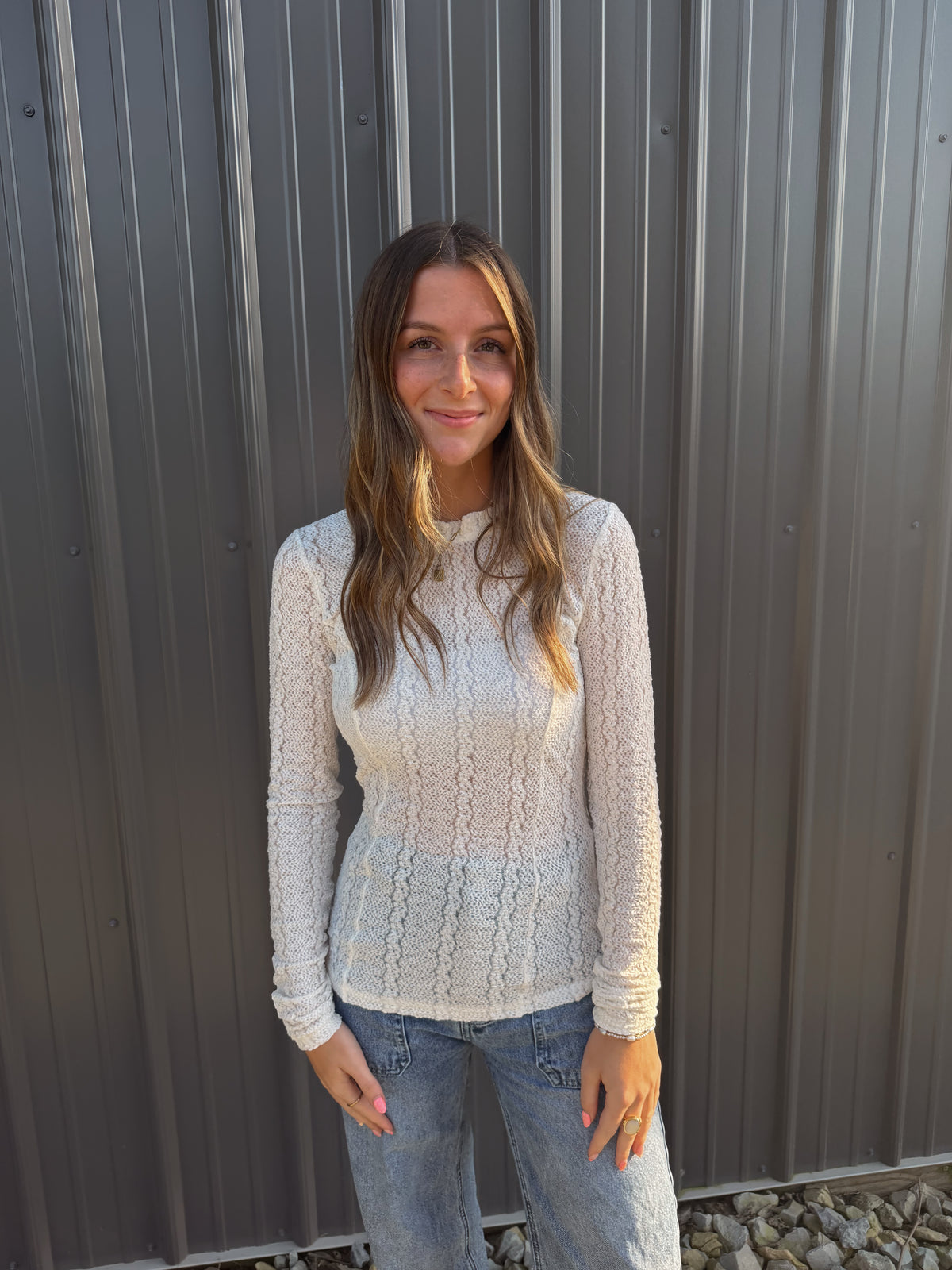 TEXTURED LONG SLEEVE TOP