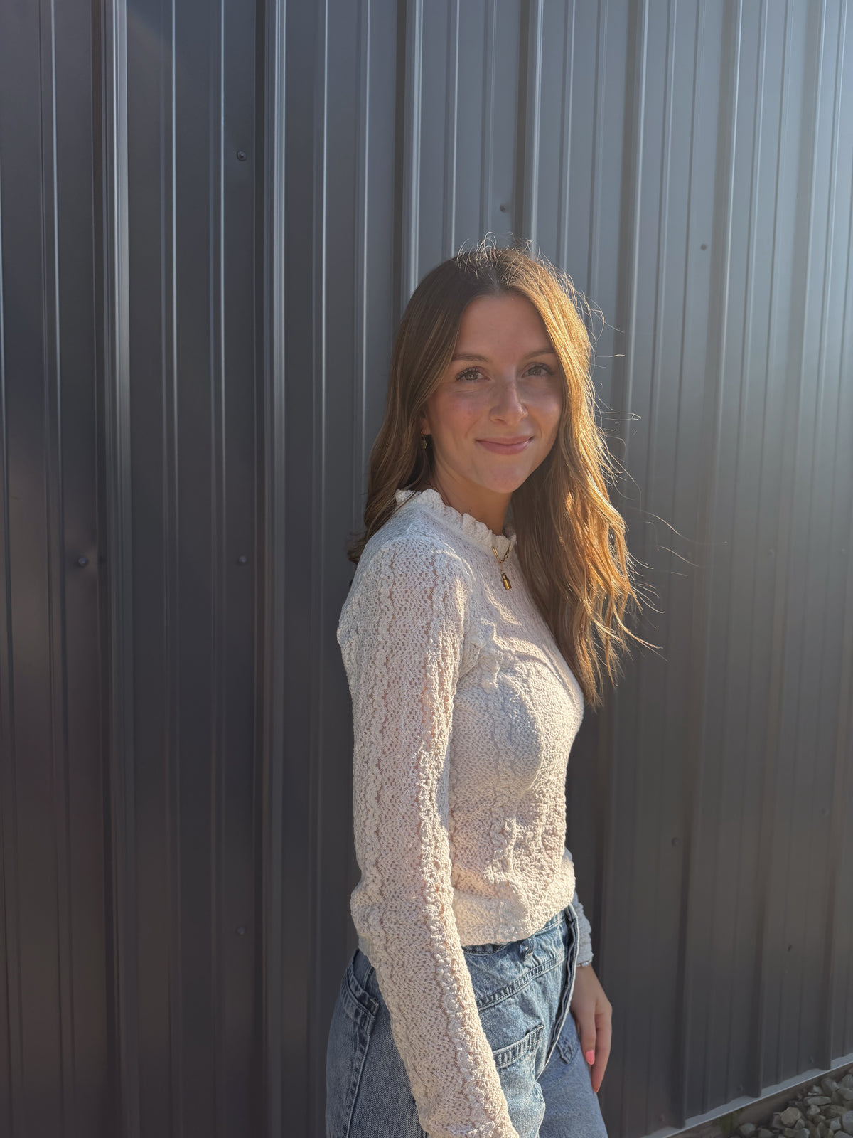 TEXTURED LONG SLEEVE TOP
