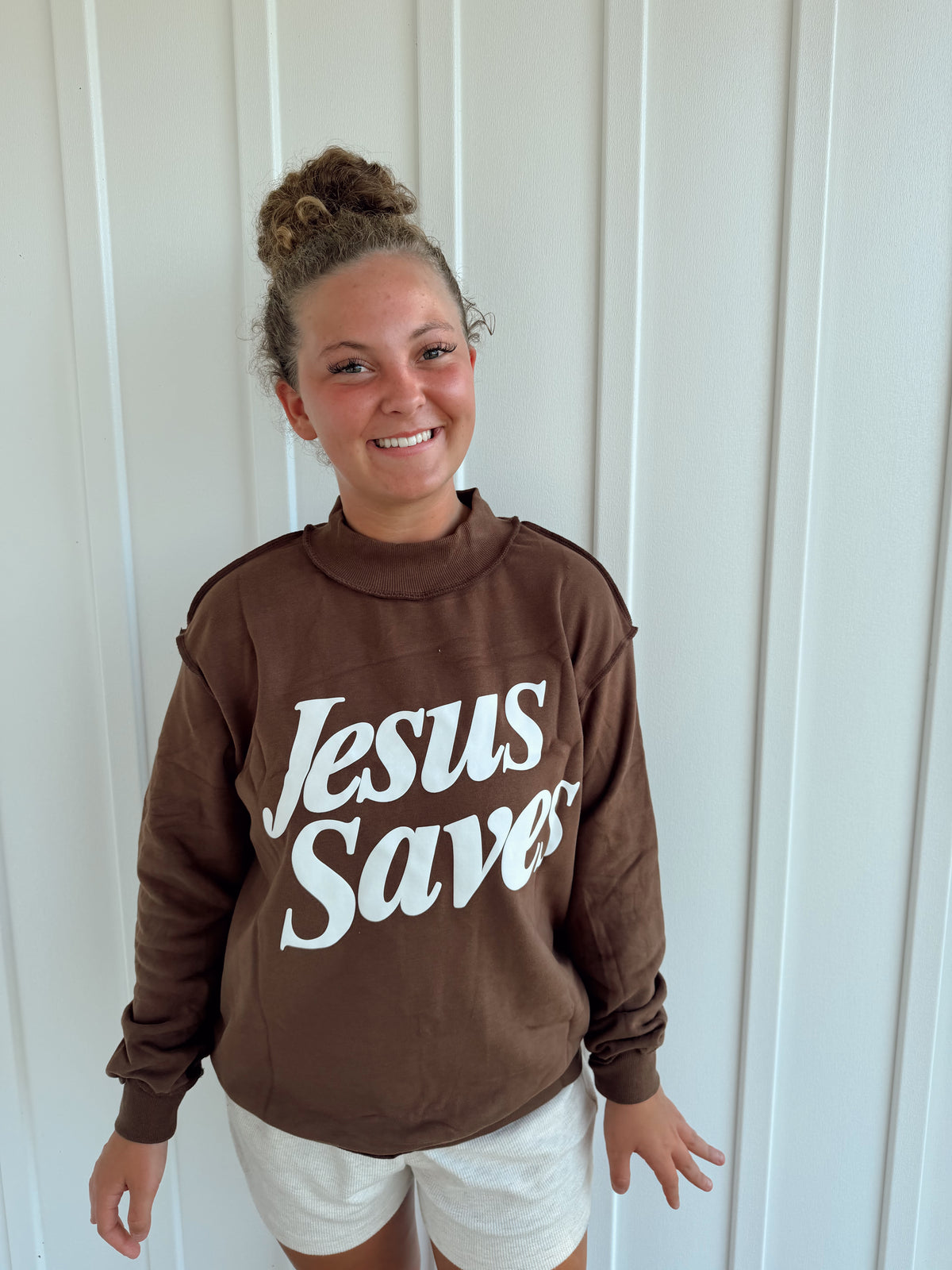 Jesus Saves Mock Neck Sweatshirt
