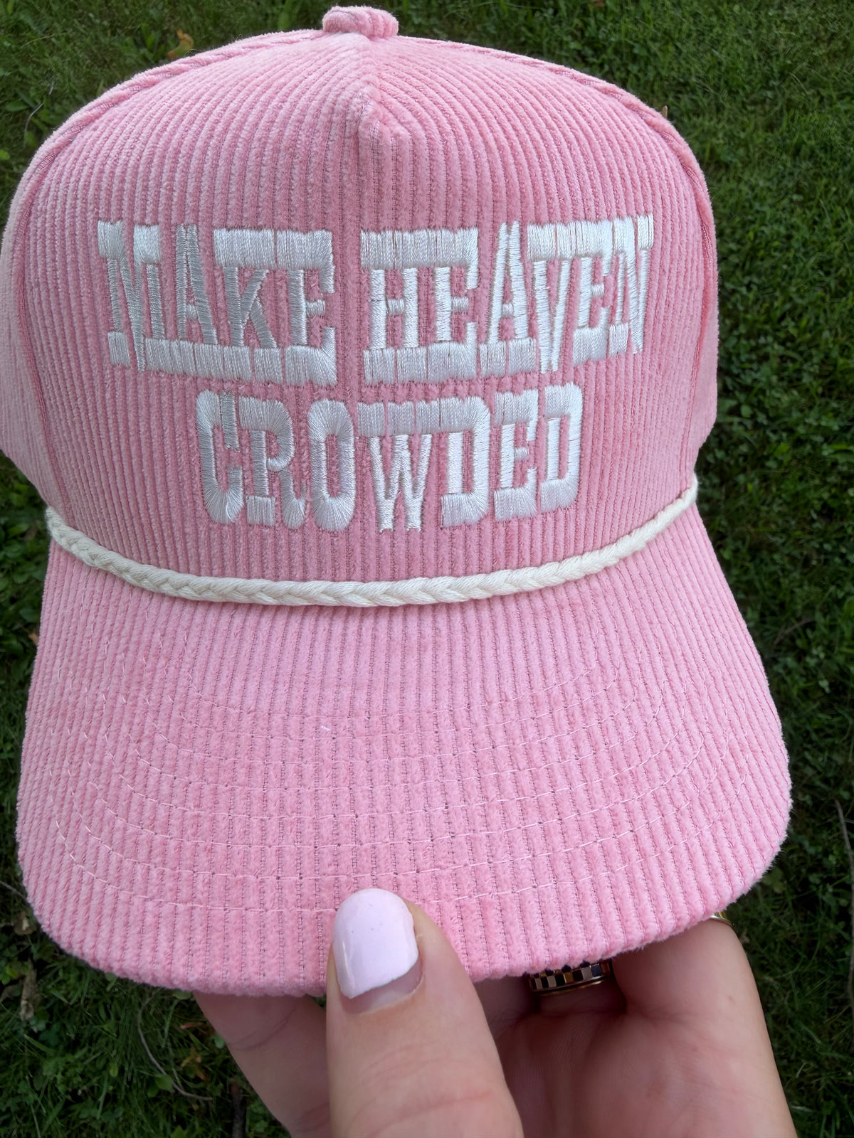 MAKE HEAVEN CROWDED Corduroy Rope Trucker Hat