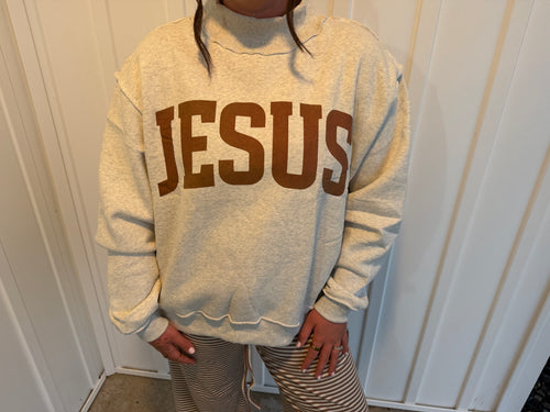 JESUS & God is good Reversible mock neck sweatshirt