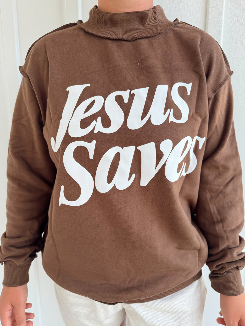 Jesus Saves Mock Neck Sweatshirt