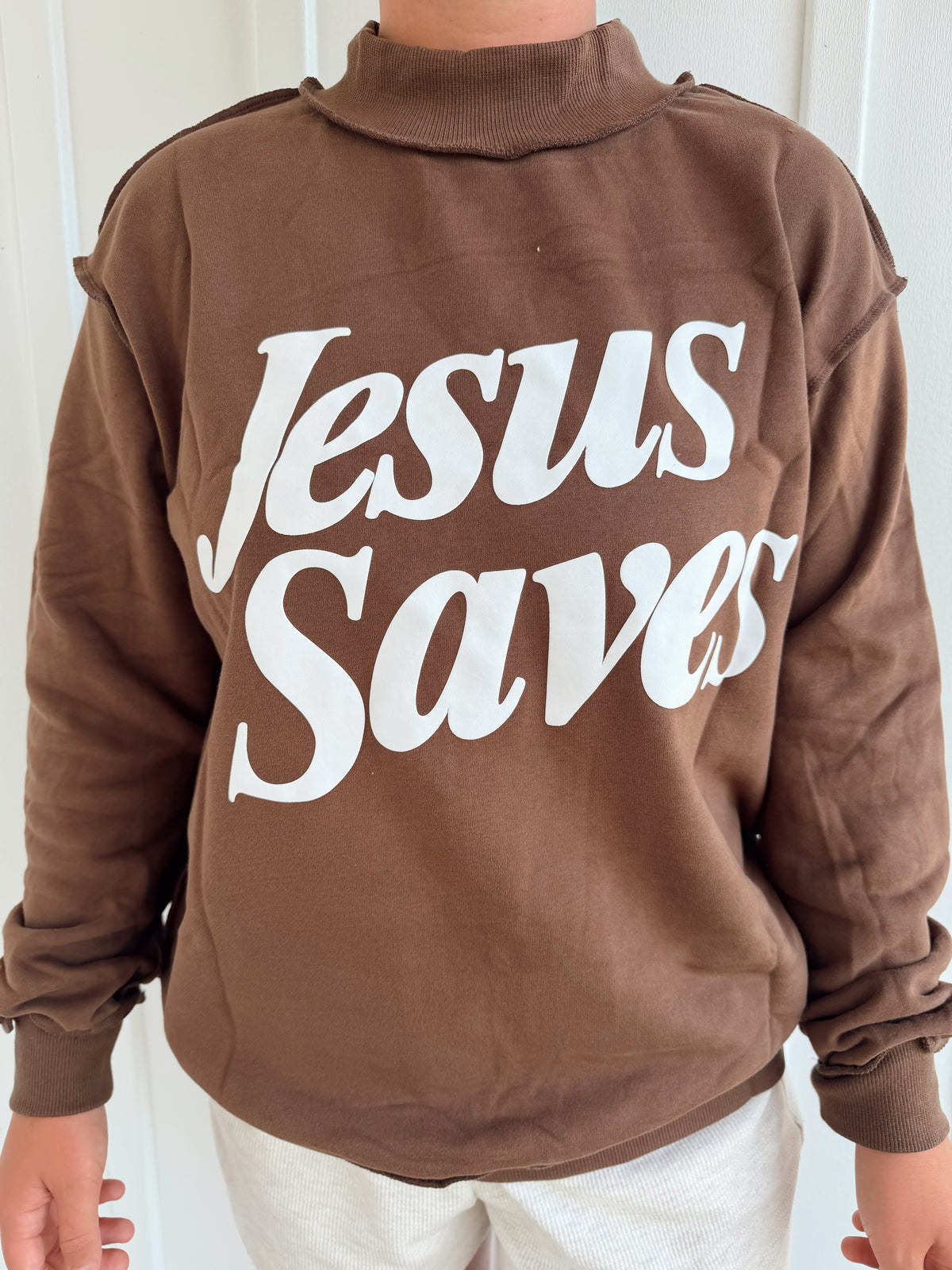 Jesus Saves Mock Neck Sweatshirt