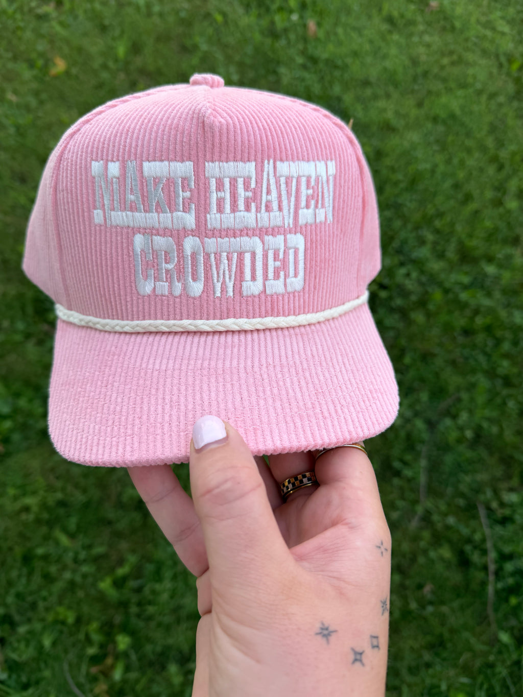 MAKE HEAVEN CROWDED Corduroy Rope Trucker Hat