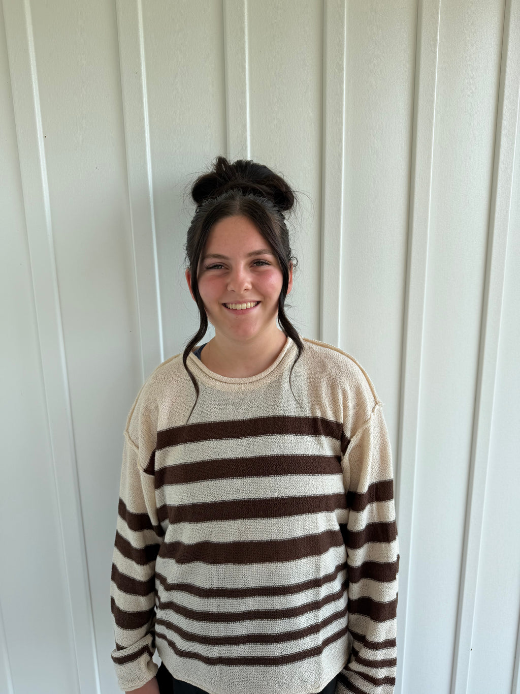 BREATHABLE STRIPED KNIT SWEATER