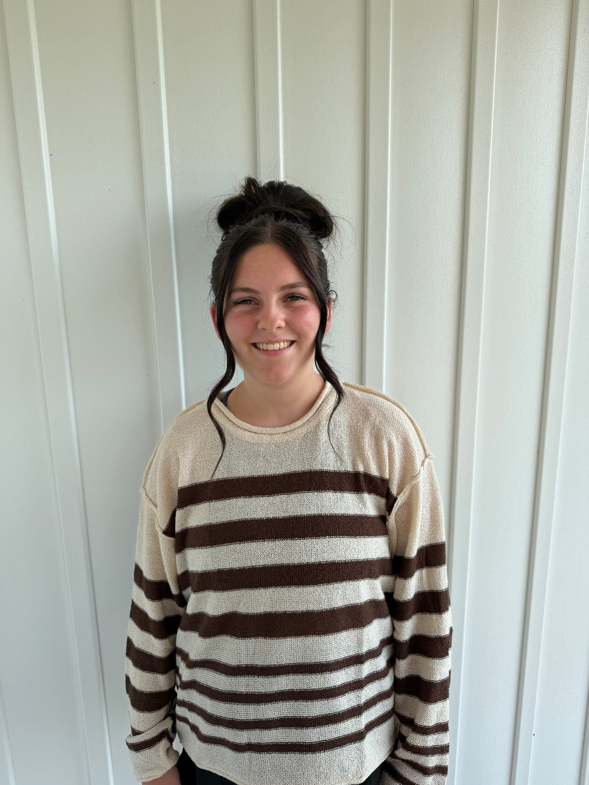 BREATHABLE STRIPED KNIT SWEATER