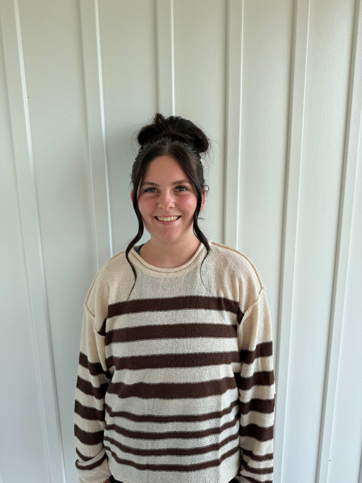 BREATHABLE STRIPED KNIT SWEATER