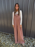 MINERAL WASHED RUFFLE HEM OVERALLS