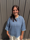 Blue Striped Knitted Top
