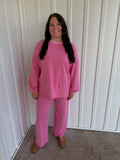 bubblegum pink Stripe Lounge Matching Pant Set